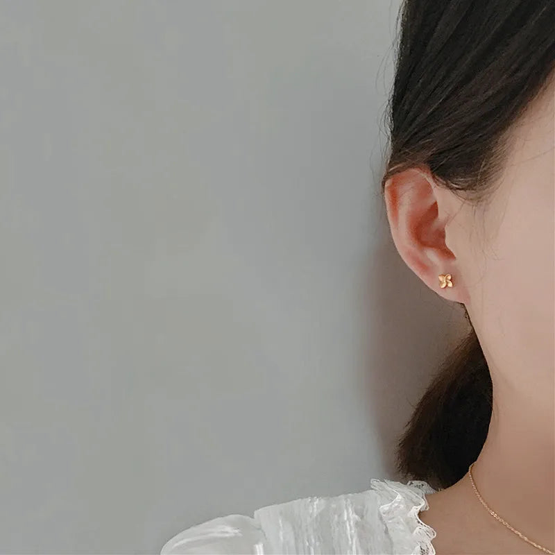 925 Sterling Silver Original 14K Gold Small Flower Stud Earrings