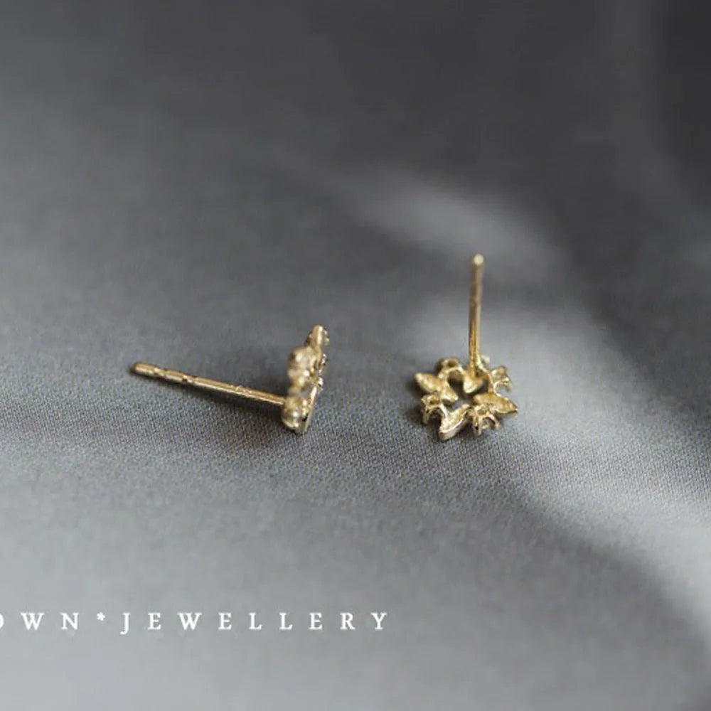925 Sterling Silver 14k Gold Plated Fine Small Windmill Stud Earrings