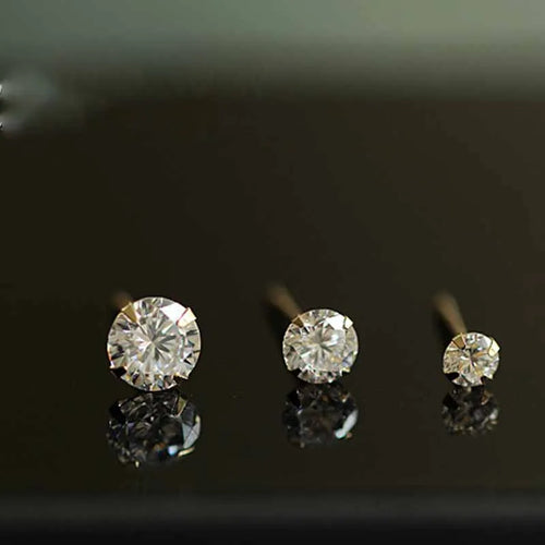 925 Sterling Silver 14k Gold Plated 3/4/5mm Zircon Stud Earrings
