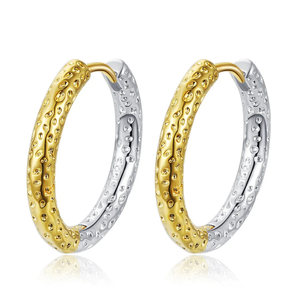 925 Sterling Silver Gold Small Ring Earrings
