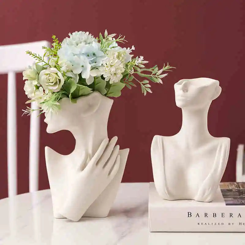 Nordic Style Woman Ceramic Vase