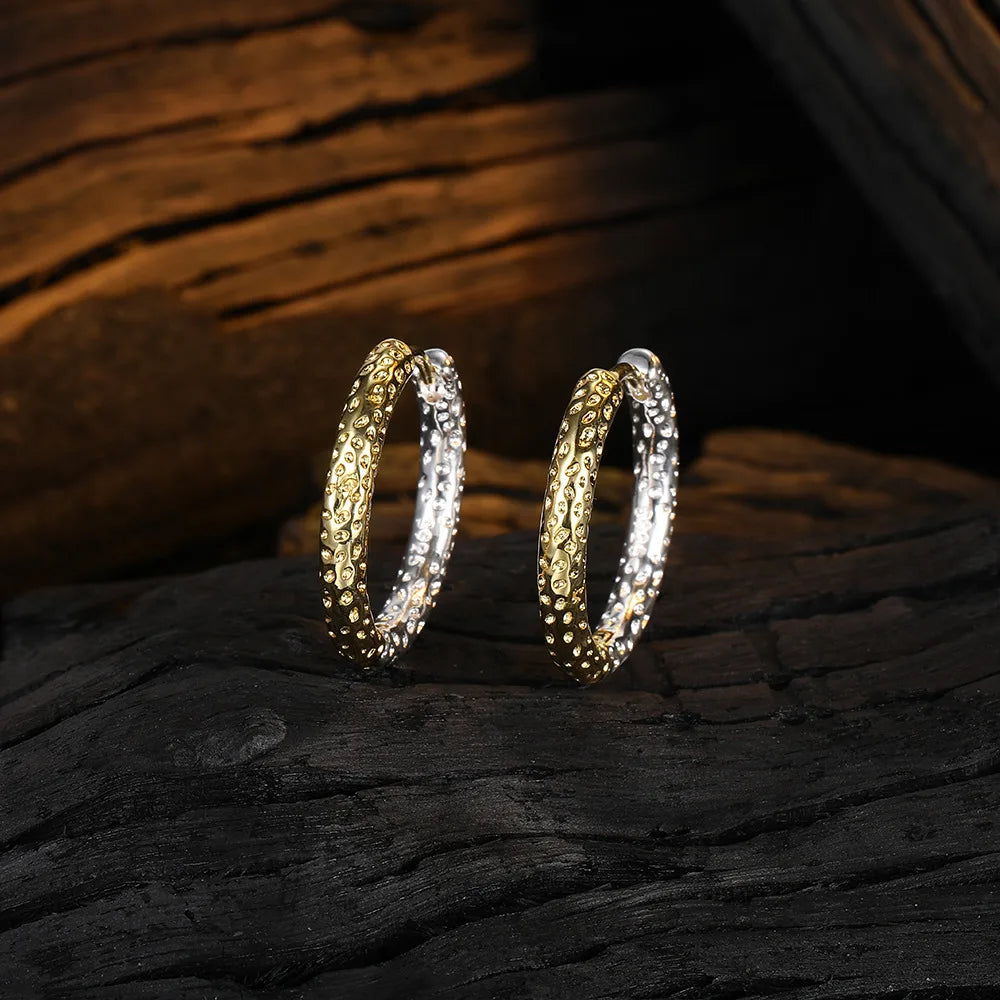 925 Sterling Silver Gold Small Ring Earrings