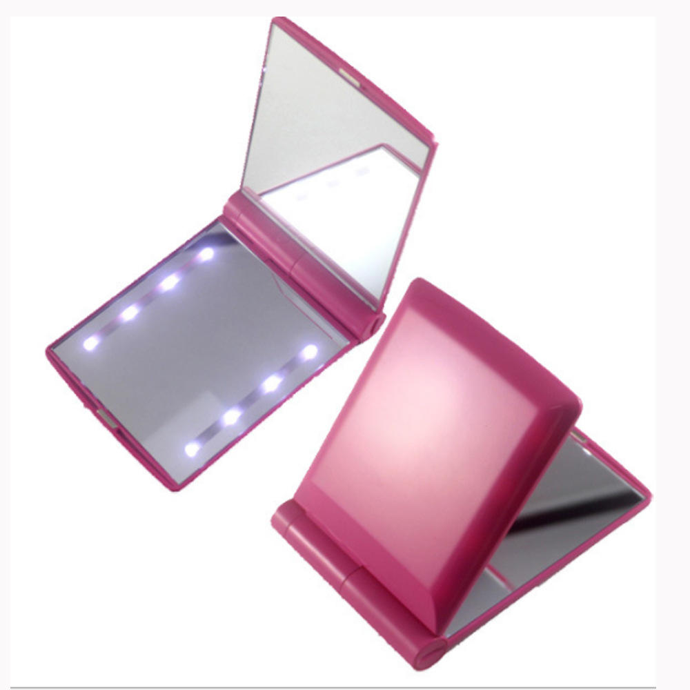 Mini Portable Lights LED Makeup Mirror Hand Hold Foldable LEDs Pocket Makeup Mirror Light Beauty Mirrors Cosmetic Tool