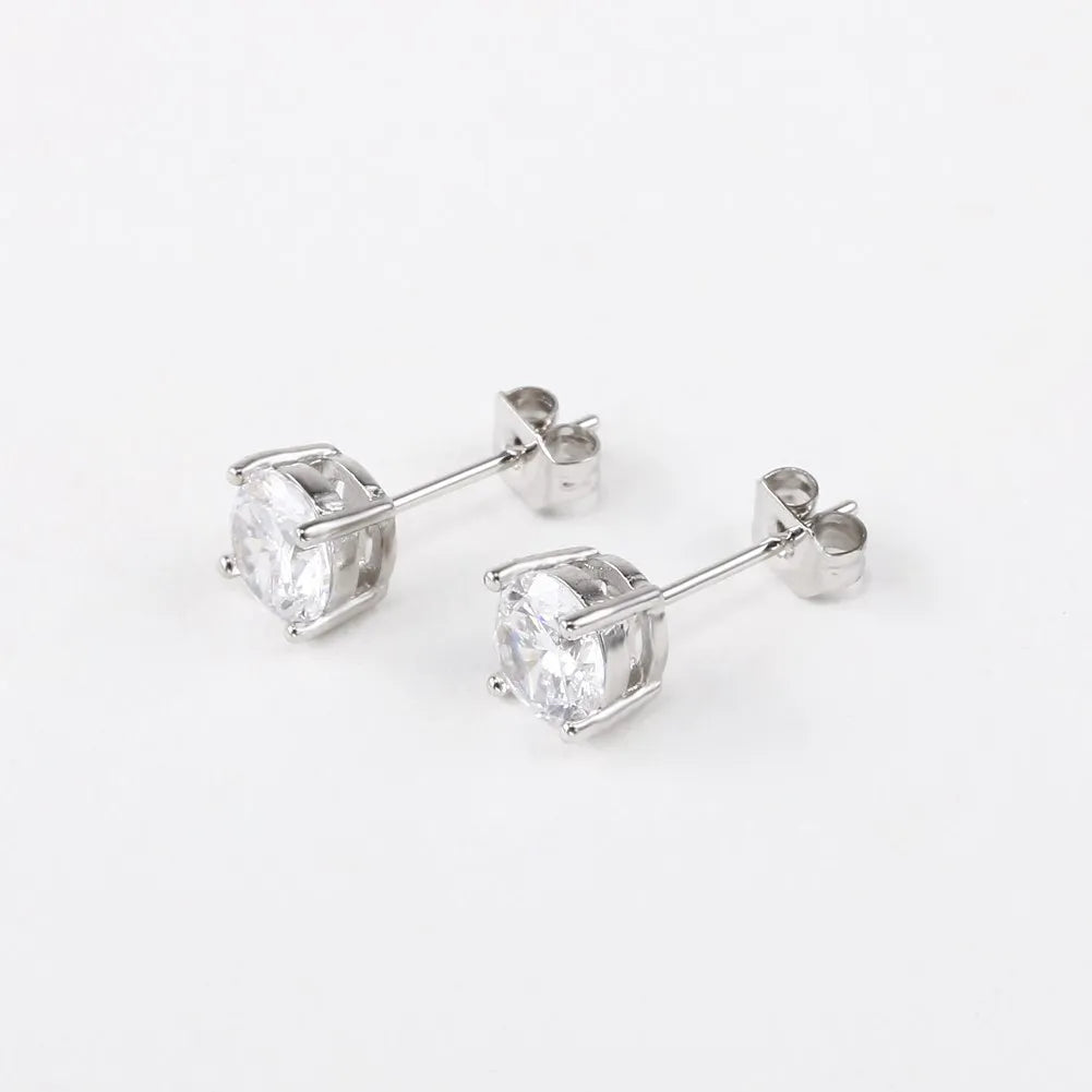 925 Sterling Silver 6MM Zircon Stud Earrings