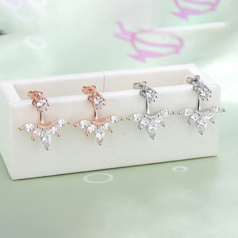 925 Sterling Silver Back-Mounted Zircon Stud Earrings