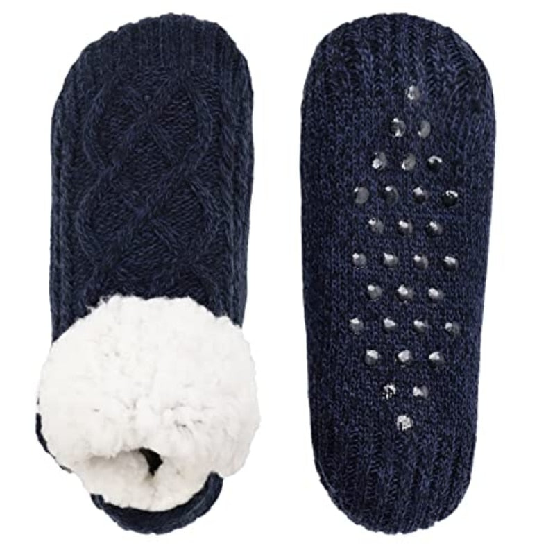 Women Knitted Slipper Socks Cozy  Fuzzy Socks Non Slip Socks Winter Indoor Double Layer Bedroom Slipper Socks EU35-48 US 5-11.5