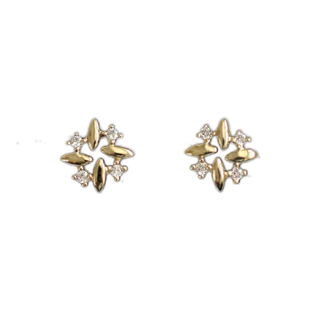 925 Sterling Silver 14k Gold Plated Fine Small Windmill Stud Earrings