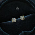 925 Sterling Silver 14k Gold Plated Square Zircon Korea Style Stud Earrings