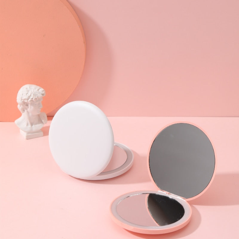 Mini Portable Lights LED Makeup Mirror Hand Hold Foldable LEDs Pocket Makeup Mirror Light Beauty Mirrors Cosmetic Tool