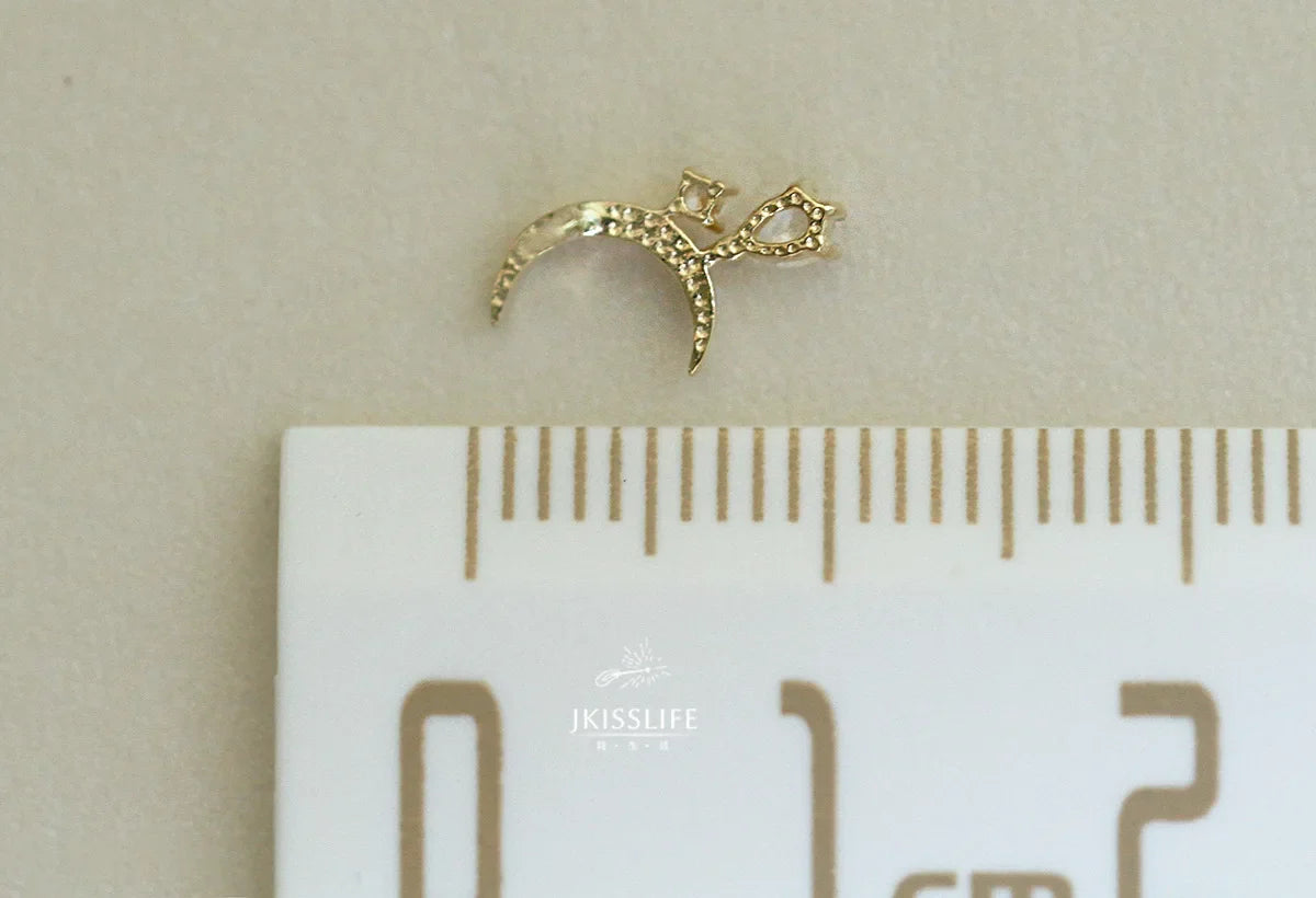925 Sterling Silver 14K Gold Moon Zircon Simple Stud Earrings