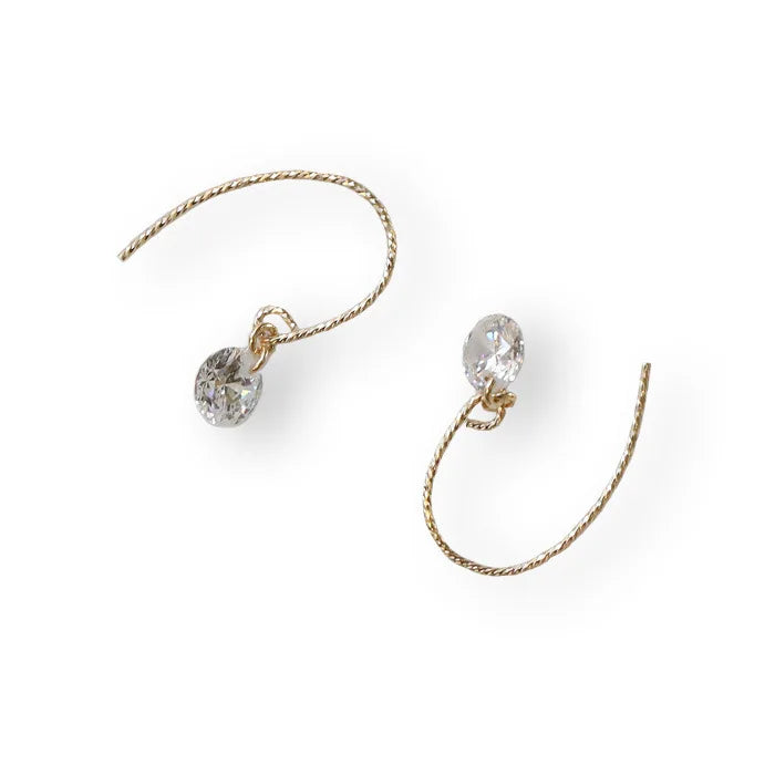 925 Sterling Silver 14K Gold Simple Zircon Stud Earrings