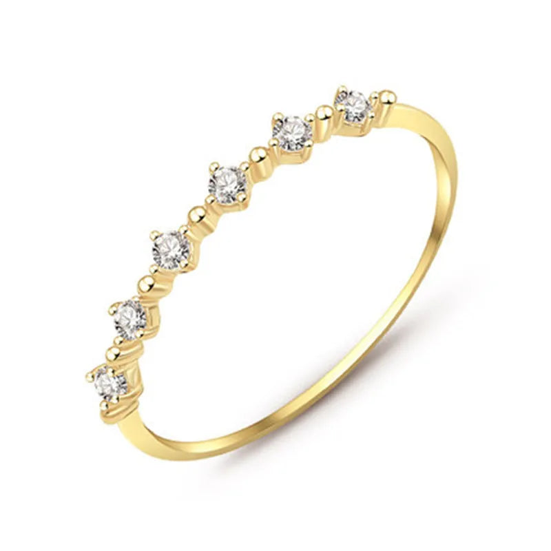 925 Sterling Silver 14k Gold Plated Zircon Rings