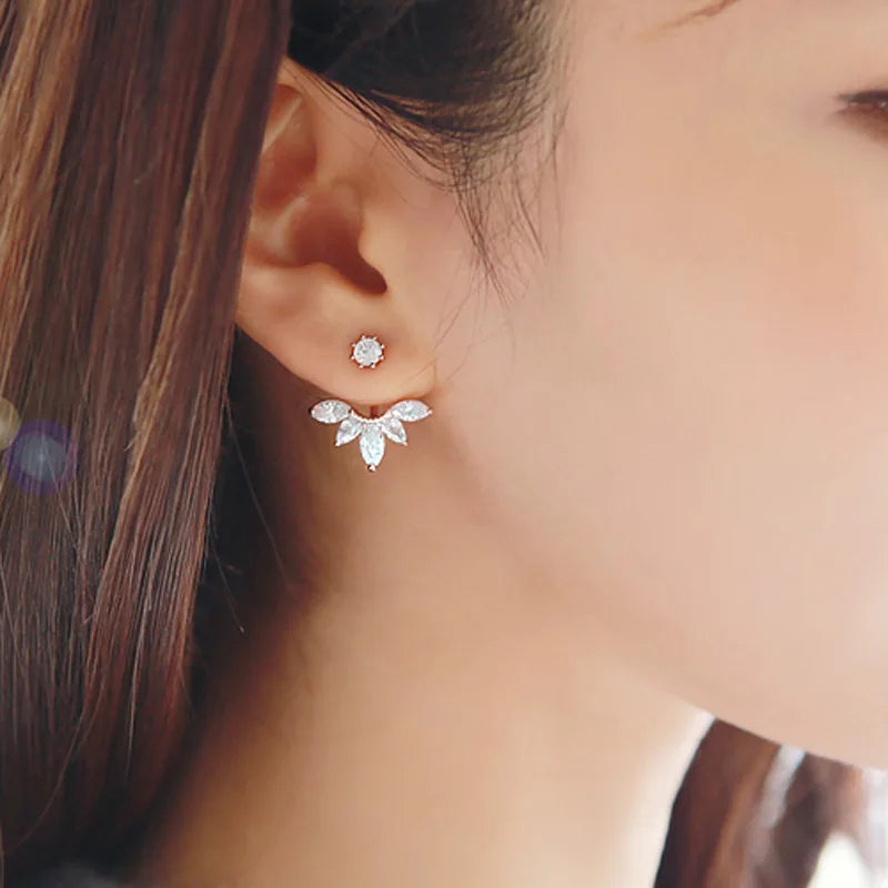 925 Sterling Silver Back-Mounted Zircon Stud Earrings