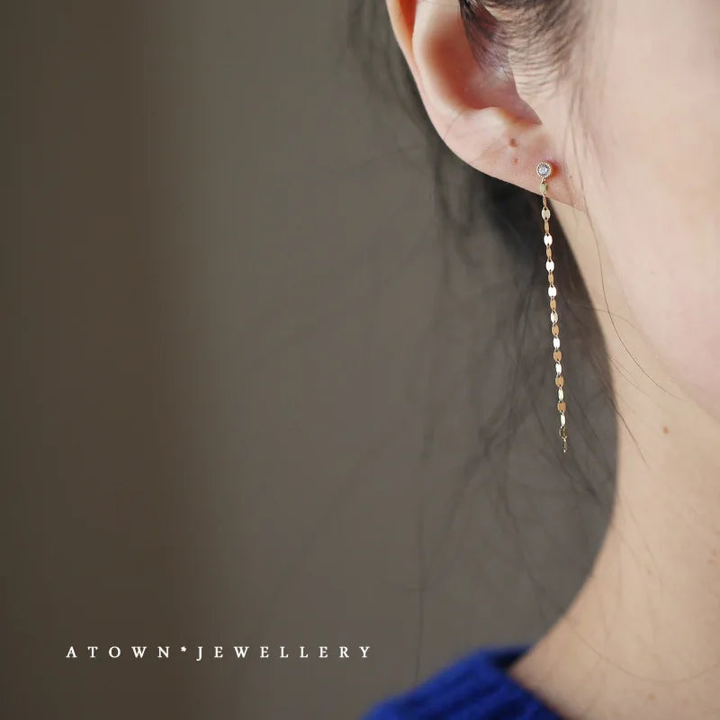 925 Sterling Silver14K Gold Plated Line Earrings