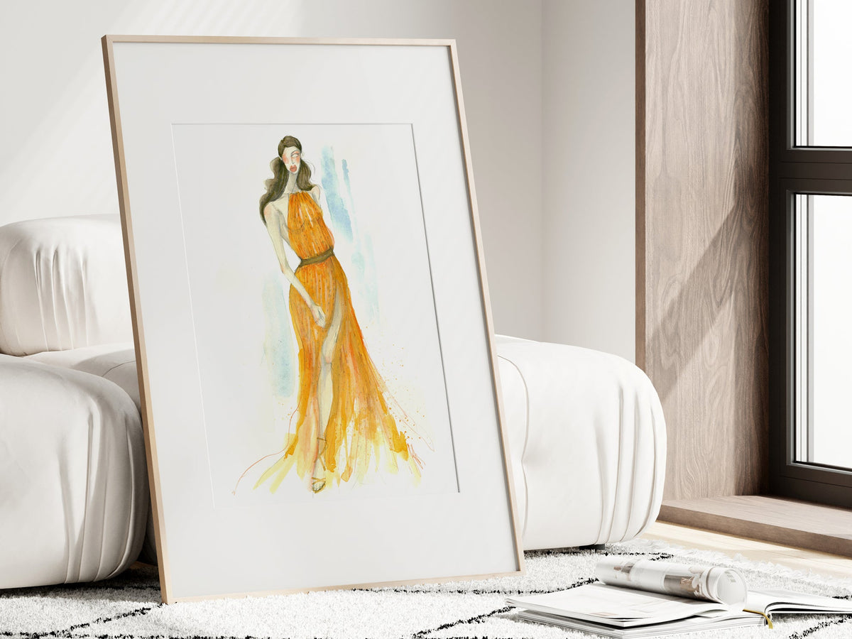 a picture of a woman in a yellow dress