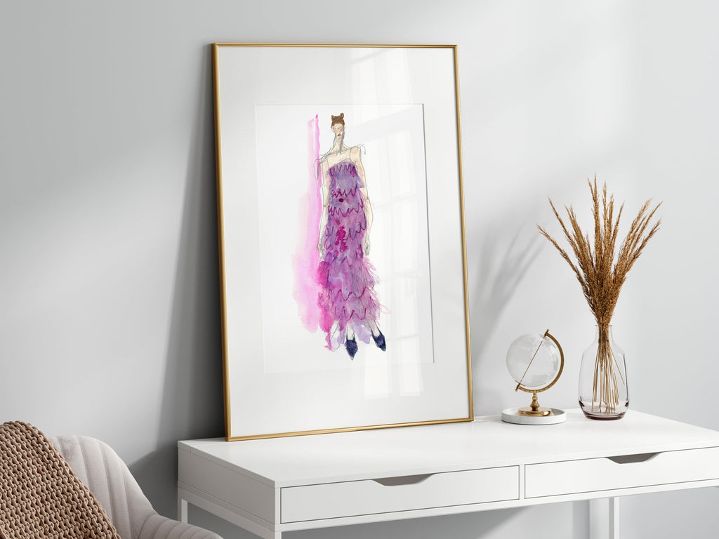 a picture of a dress hanging on a wall