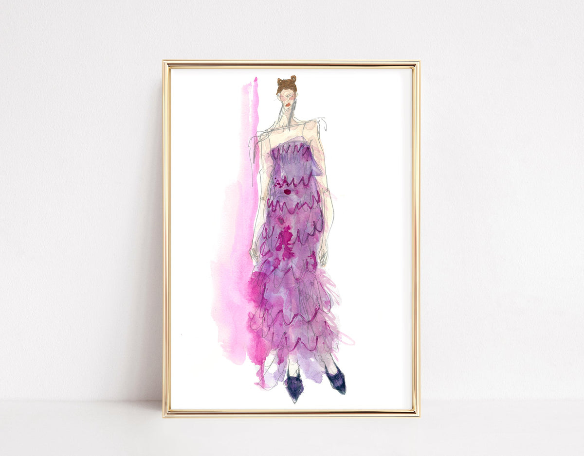 a painting of a woman in a purple dress
