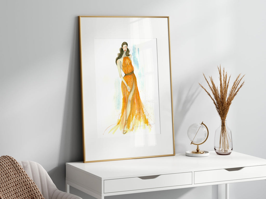 a picture of a woman in a yellow dress