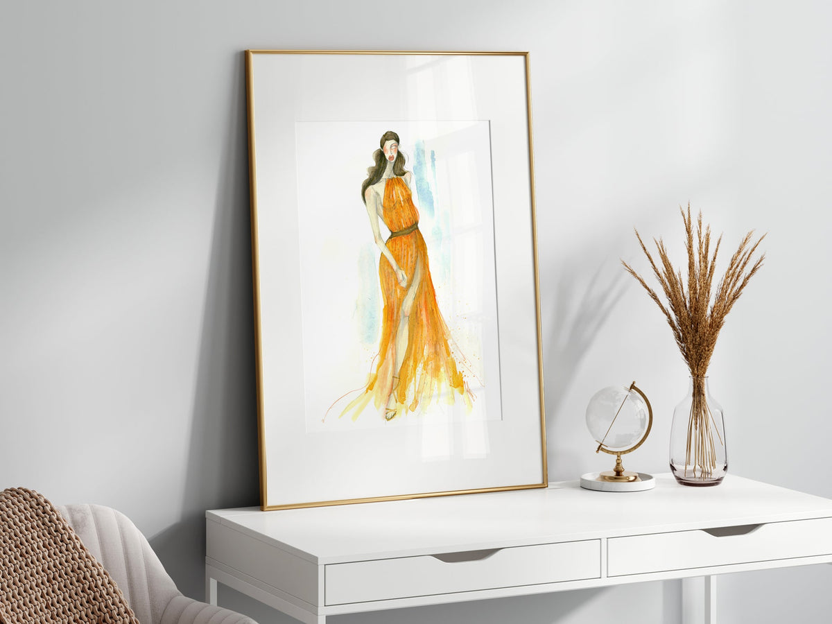 a picture of a woman in a yellow dress