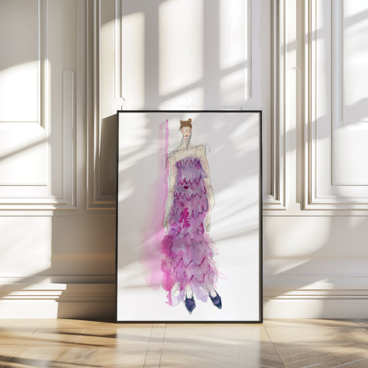 a picture of a woman in a purple dress