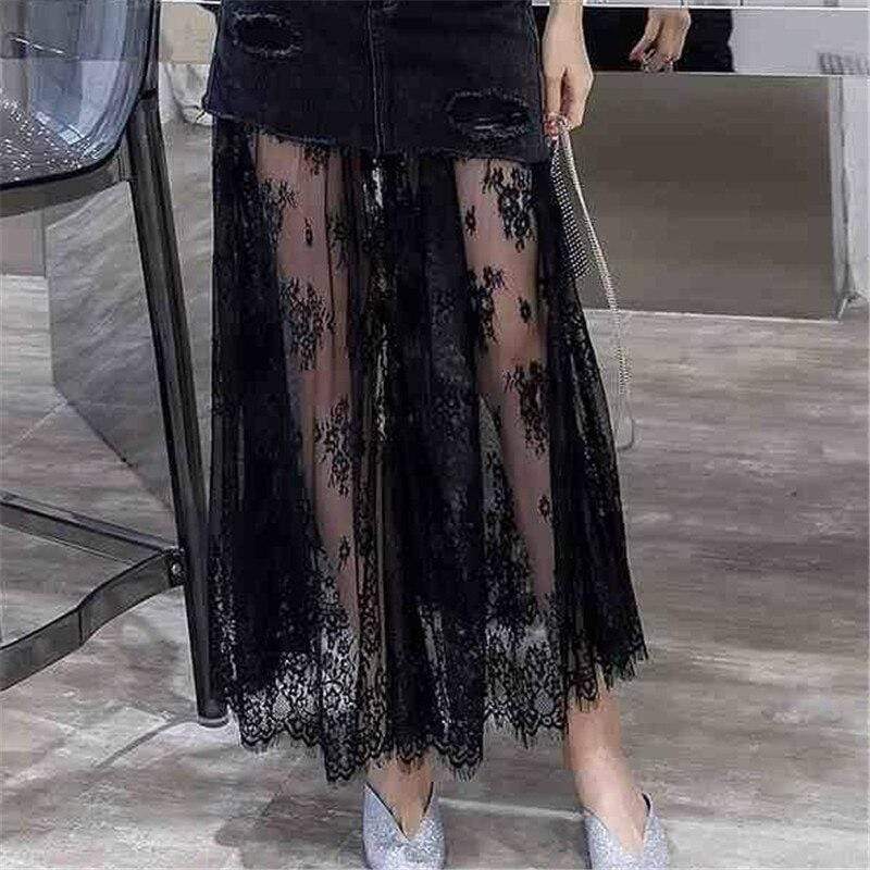 Compassion Denim Lace Skirt