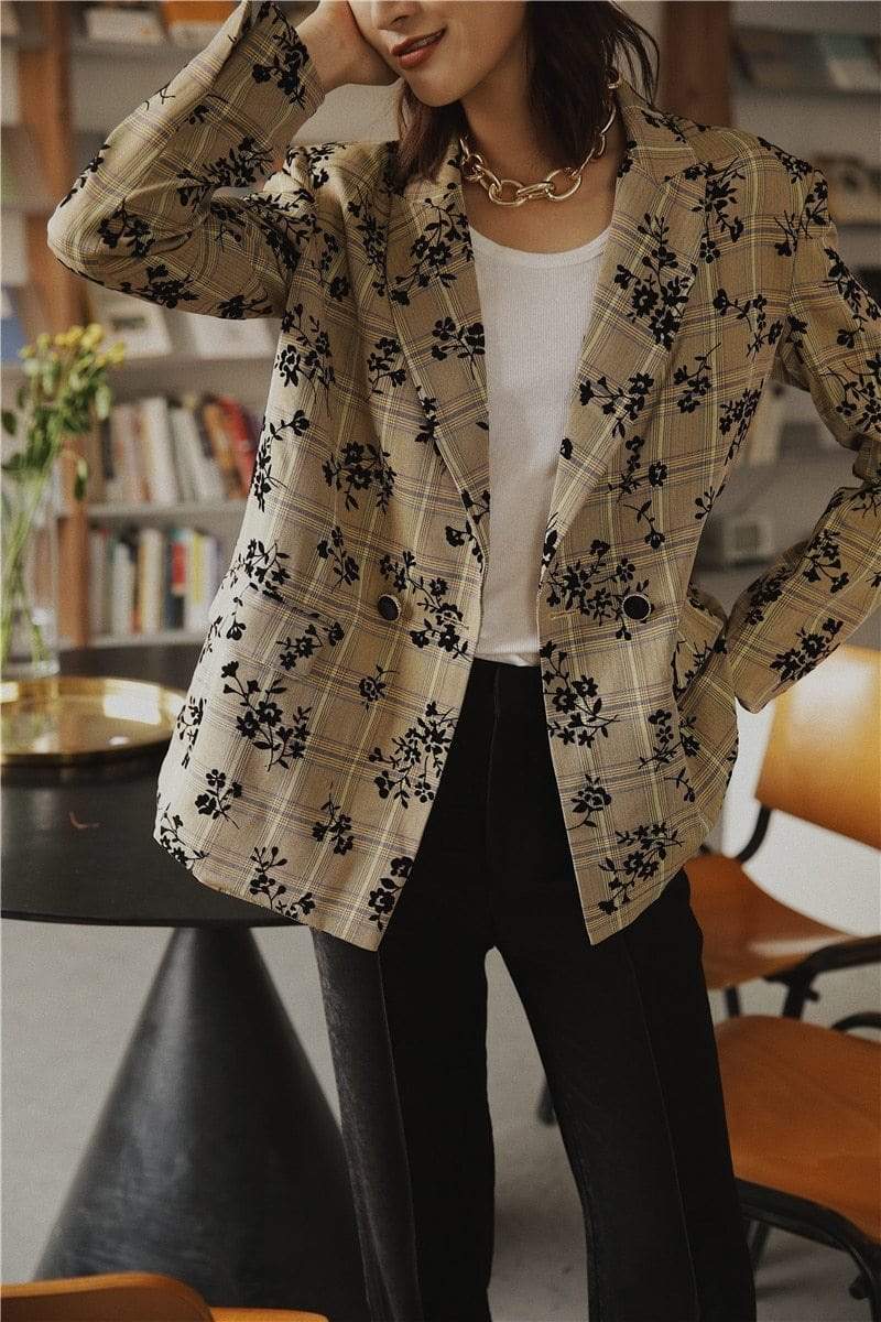 Daisy Floral Plaid Blazer