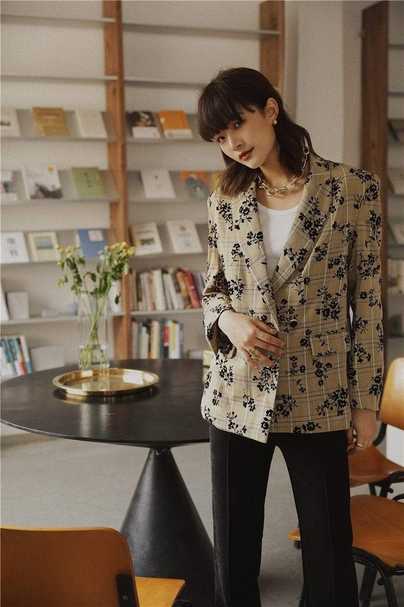 Daisy Floral Plaid Blazer