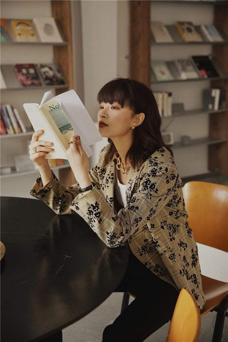 Daisy Floral Plaid Blazer