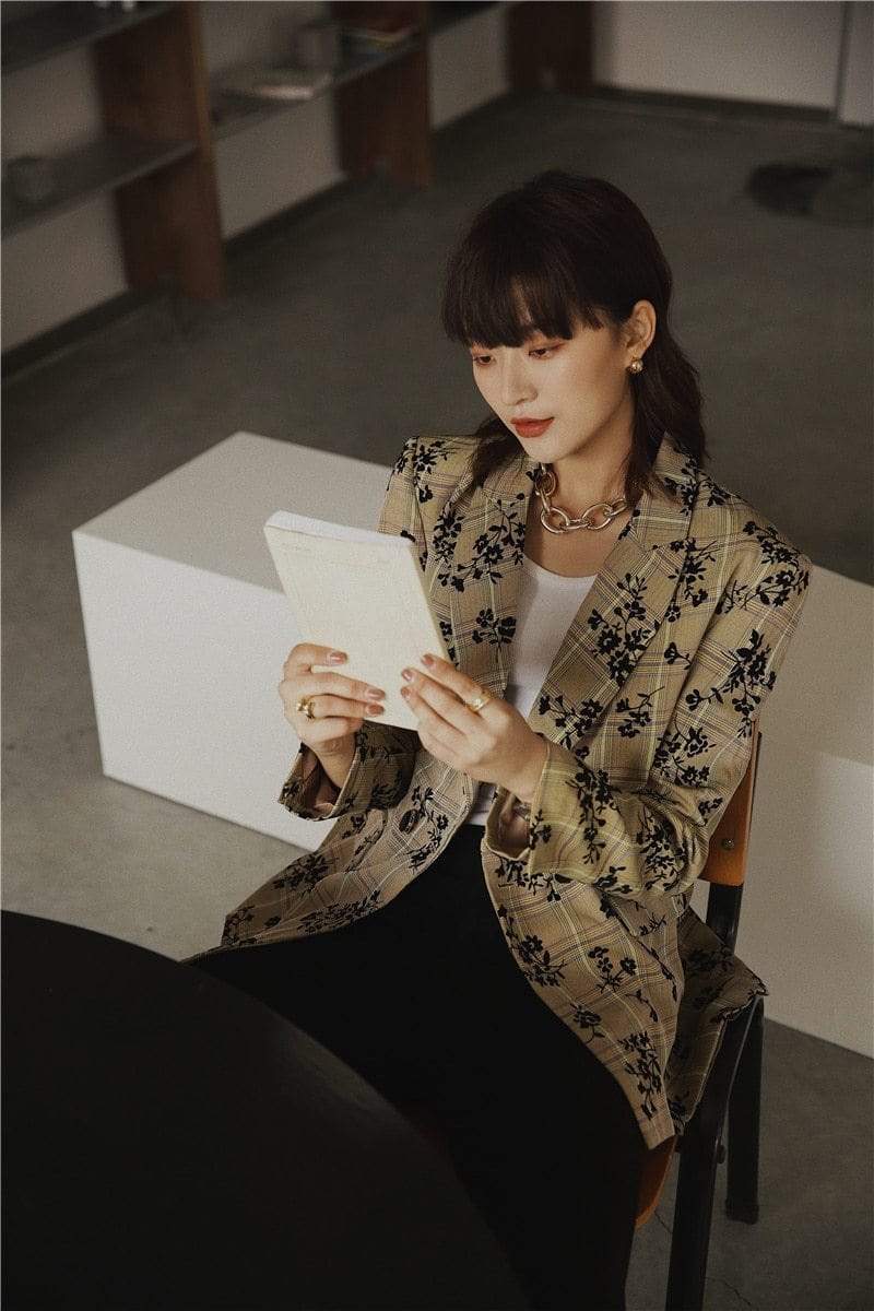 Daisy Floral Plaid Blazer