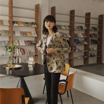 Daisy Floral Plaid Blazer