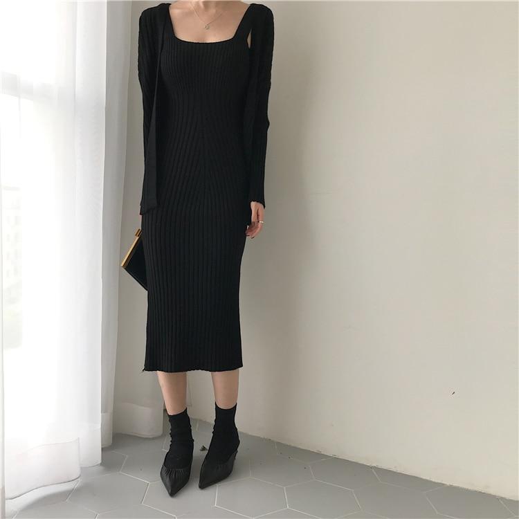 Desire Two Piece Cardigan Knit Dress Set