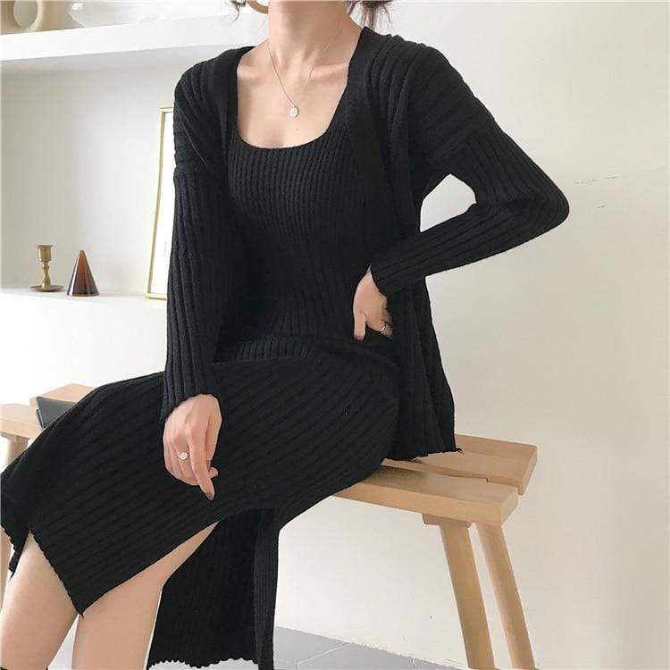 Desire Two Piece Cardigan Knit Dress Set
