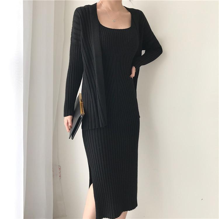 Desire Two Piece Cardigan Knit Dress Set