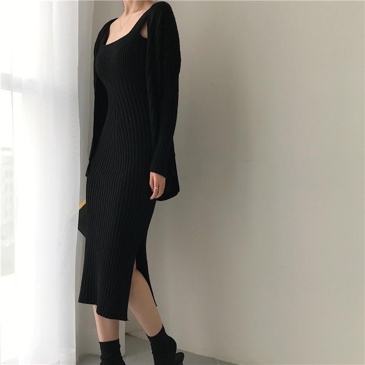 Desire Two Piece Cardigan Knit Dress Set