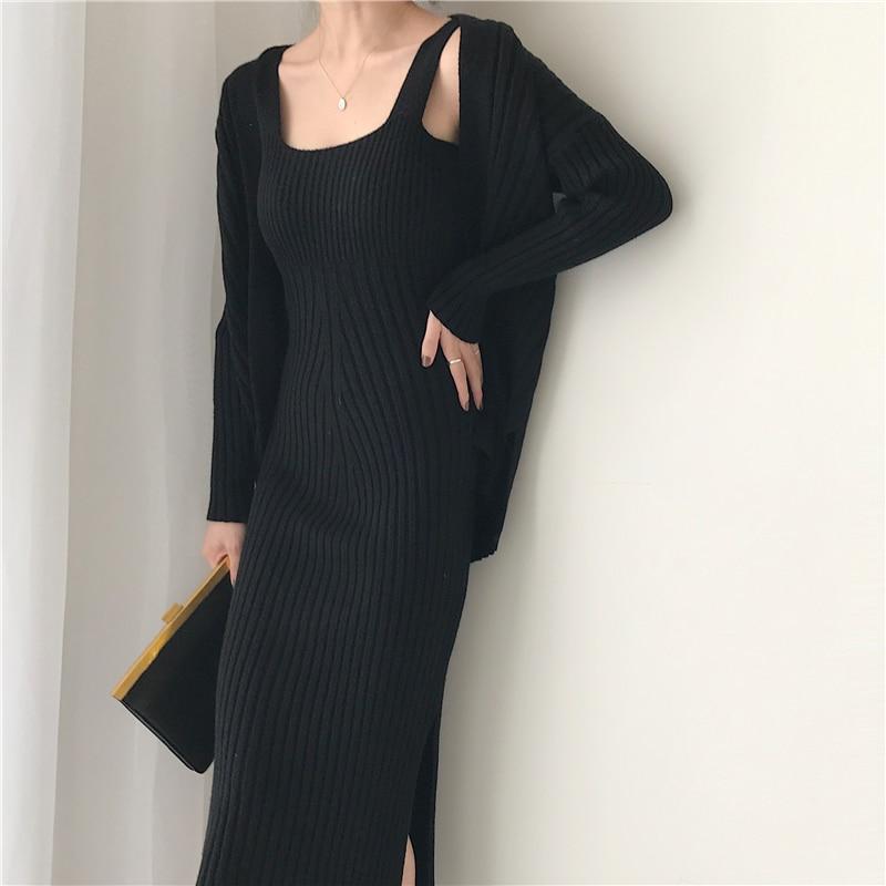 Desire Two Piece Cardigan Knit Dress Set