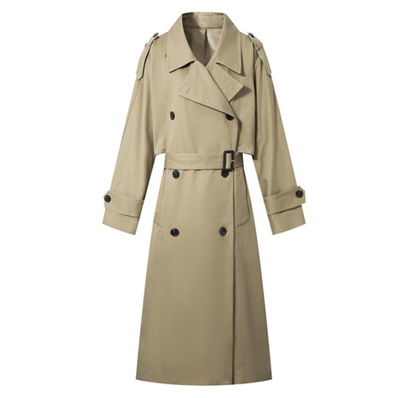 Evelyn Double-Breasted Long Trench Coat