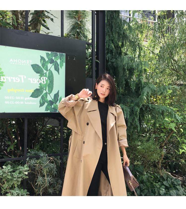 Evelyn Double-Breasted Long Trench Coat