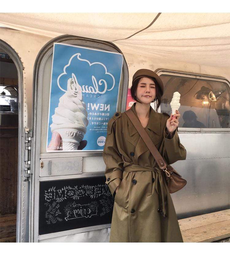 Evelyn Double-Breasted Long Trench Coat