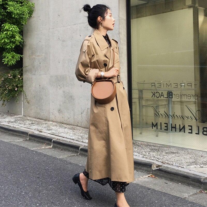 Evelyn Double-Breasted Long Trench Coat