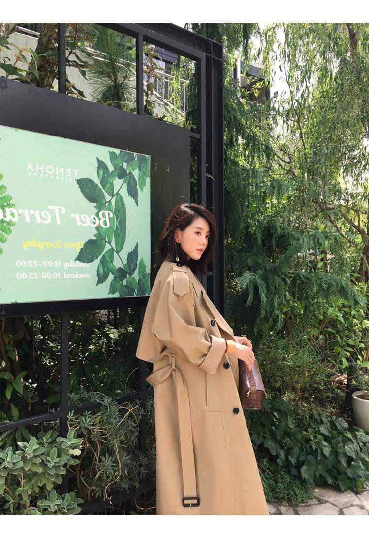 Evelyn Double-Breasted Long Trench Coat
