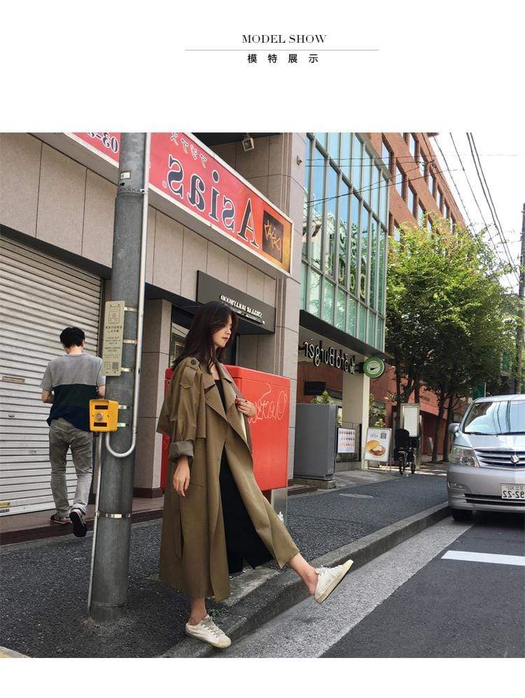 Evelyn Double-Breasted Long Trench Coat