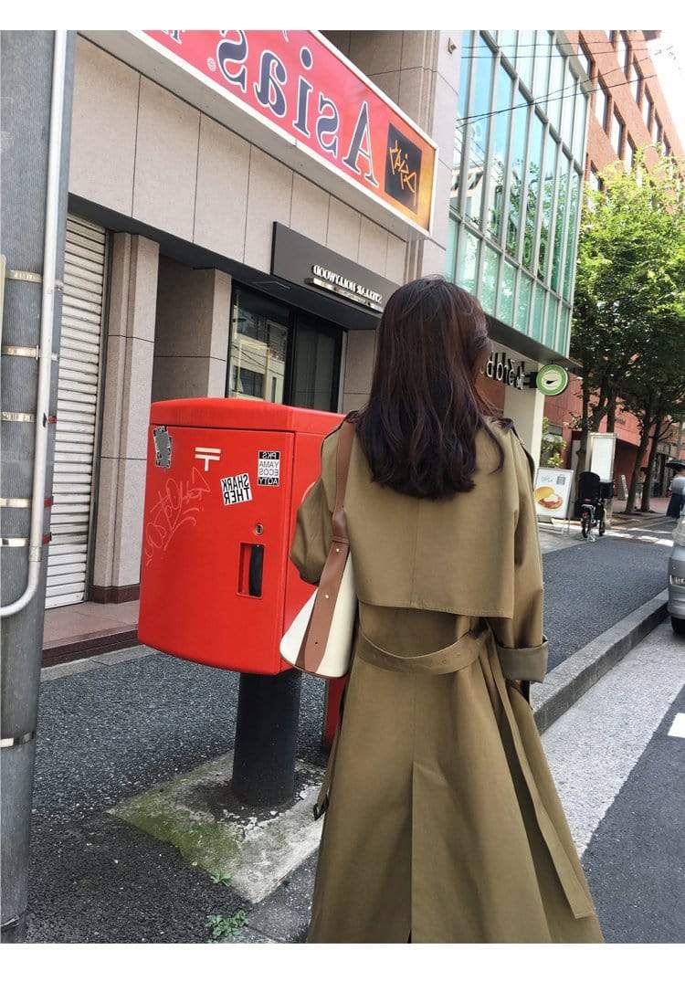 Evelyn Double-Breasted Long Trench Coat