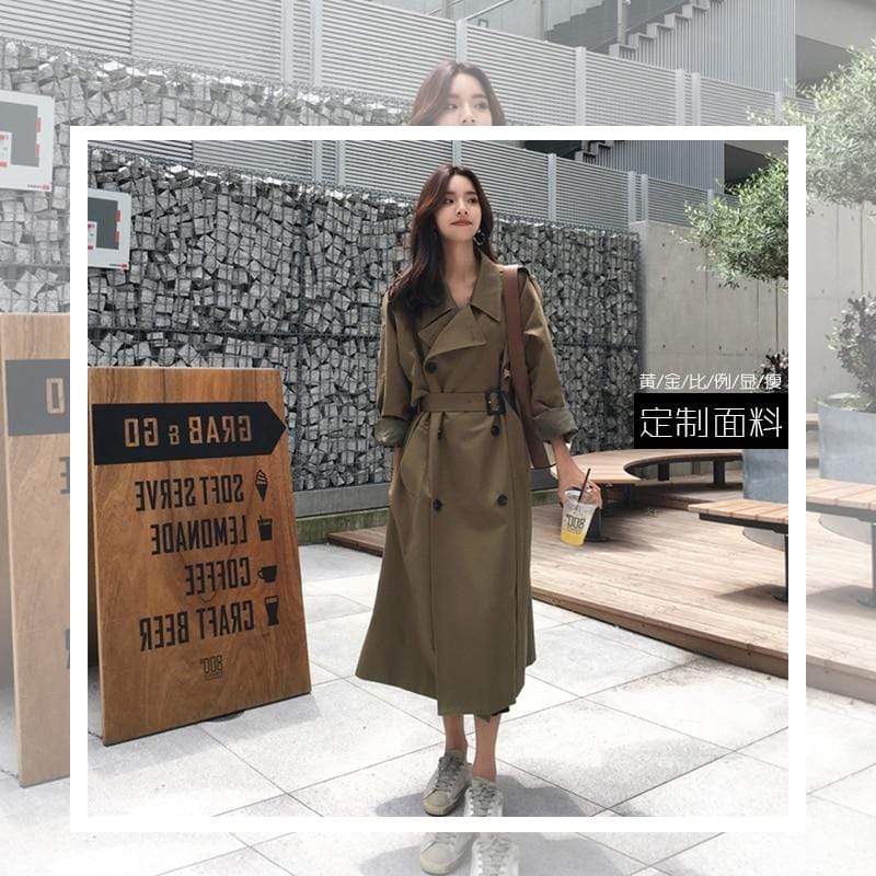 Evelyn Double-Breasted Long Trench Coat