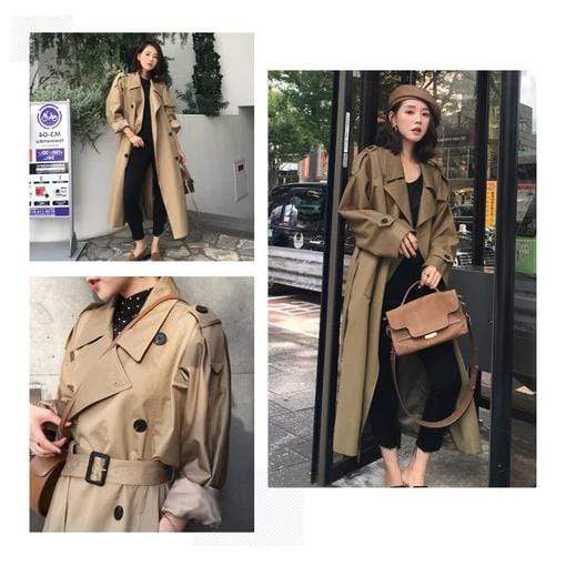 Evelyn Double-Breasted Long Trench Coat