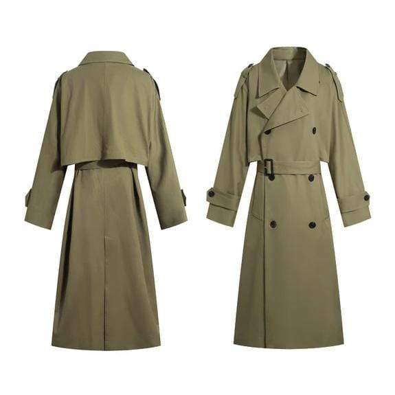 Evelyn Double-Breasted Long Trench Coat