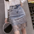 Eyes on You Beaded Denim Skirt