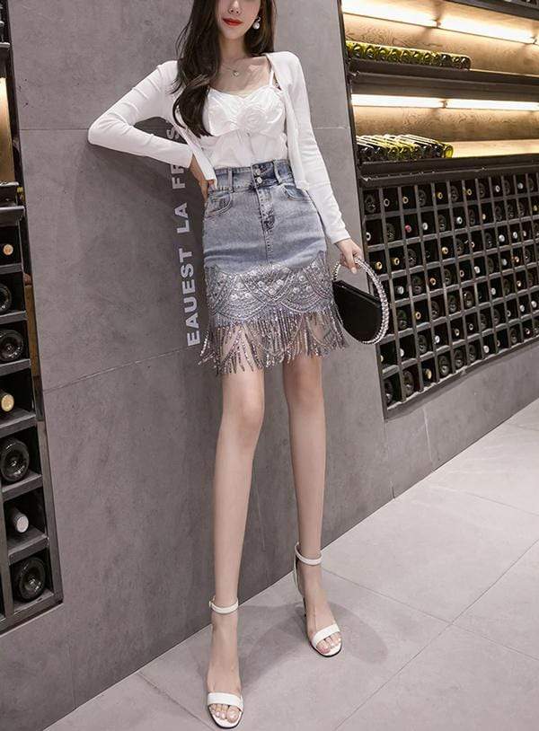 Thesem Eyes on You Beaded Denim Skirt