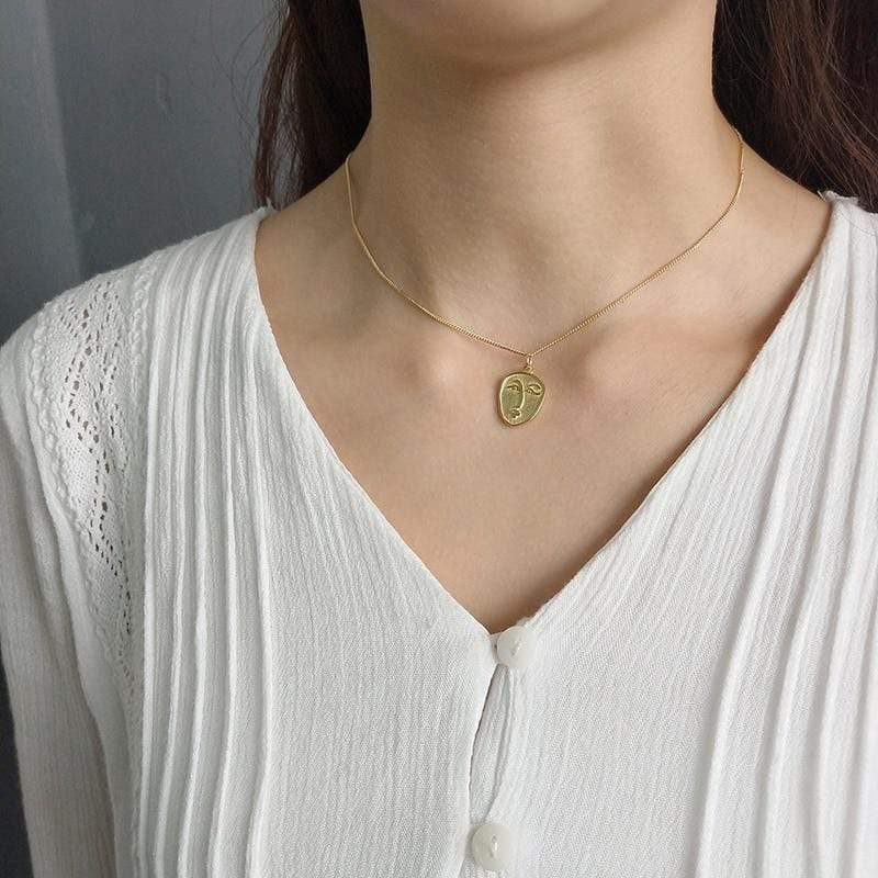 Face Pendant 925 Sterling Silver Necklace