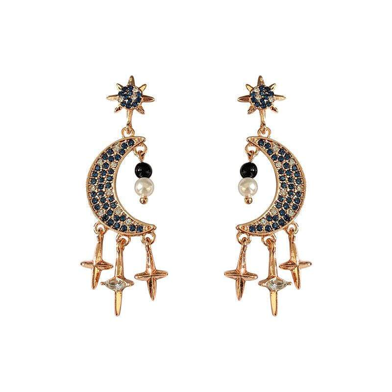 Fine Crystal Black Moon Earrings