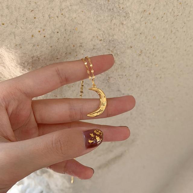 Moon Pendant 18k Gold Plated Necklace
